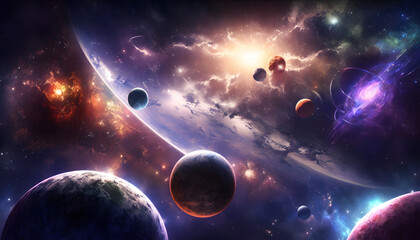 Obraz na płótnie Canvas vue de l'espace, planètes, généré par IA