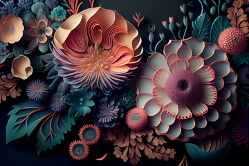 3D creative flower backdrop, soft light. Generative ai