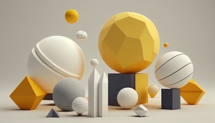 3D abstract and minimalist solar system, render background galaxie, studio render, AI