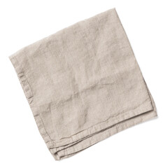 Fototapeta na wymiar natural linen napkin in a neutral shade, great as background object for flatlays, isolated over a transparent background, textile design element, top view