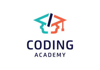 Code coding education academy logo design
