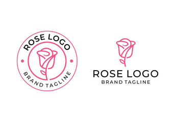 Creative flower rose logo line art design
