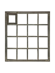 Wooden window frame. Old wooden square window isolated on white