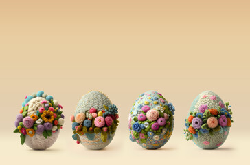 Easter knitted eggs postcard