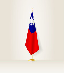 Taiwan flag on a flag stand.