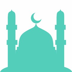 Green mosque silhouette