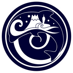 家紋風デザイン / 江ノ島イルカ