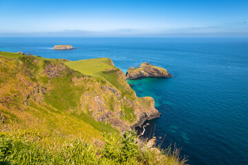 Fototapeta na wymiar This vantage point, located on the Causeway Coastal Route in Northen Ireland, looks out over several islands namely, Rathelin, Carrick-a-Rede and Sheep Island.