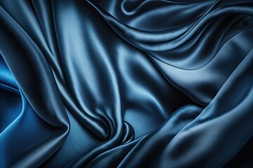 Fototapeta premium ocean blue silk silky satin fabric wedding elegant extravagant luxury wavy shiny luxurious shine drapery background wallpaper seamless abstract showcase backdrop artistic design material texture