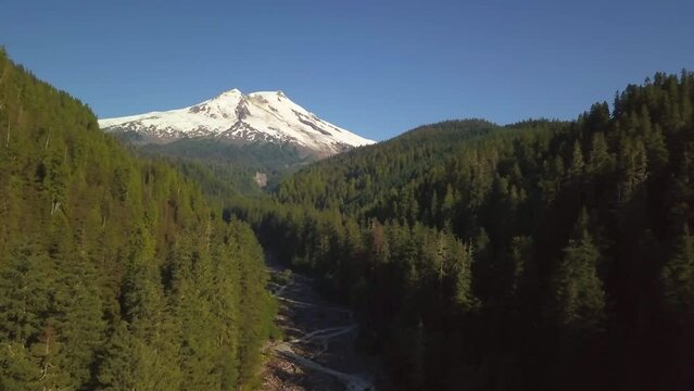 Snowcapped Mt. Baker Volcano Washington Pacific Northwest North Cascades Drone Aerial Shot - ProRes 422