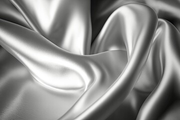 Plakat silver gray silk silky satin fabric elegant extravagant luxury wavy shiny luxurious shine drapery background wallpaper seamless abstract showcase backdrop artistic design presentation material texture