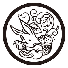 家紋風デザイン / ウサギとアイスクリーム