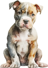 Pit bull puppy illustration created with Generative AI technology