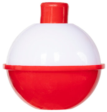 Red and white bobber that is used for fishing isolated as a png