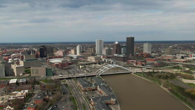 The Frederick Douglass-Susan B. Anthony Memorial Bridge in downtown Rochester, New York