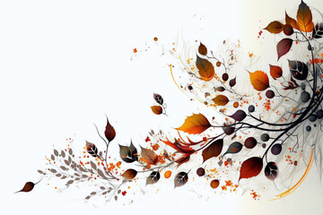 Abstract autumn foliage swirling design on a white background