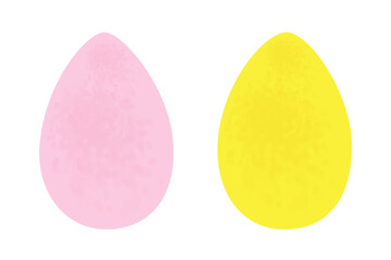 Set of 2 Abstract Bright Easter eggs in trendy pale hues in watercolor. Happy Easter. Holiday. Icon
