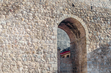 Fototapeta na wymiar Old wall, stone fortification in the town of Talavera de la Reina, Castilla La Mancha, Spain