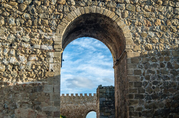 Old wall, stone fortification in the town of Talavera de la Reina,  Castilla La Mancha, Spain