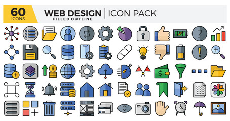 Web design (filled outline) icons set.
The collections include for web design,app design, software design, presentations,marketing/communications,ui design and other.