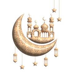 3d render of a mosque in a background