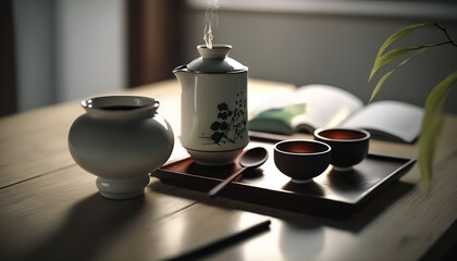cups and teapot, tea ceremony set