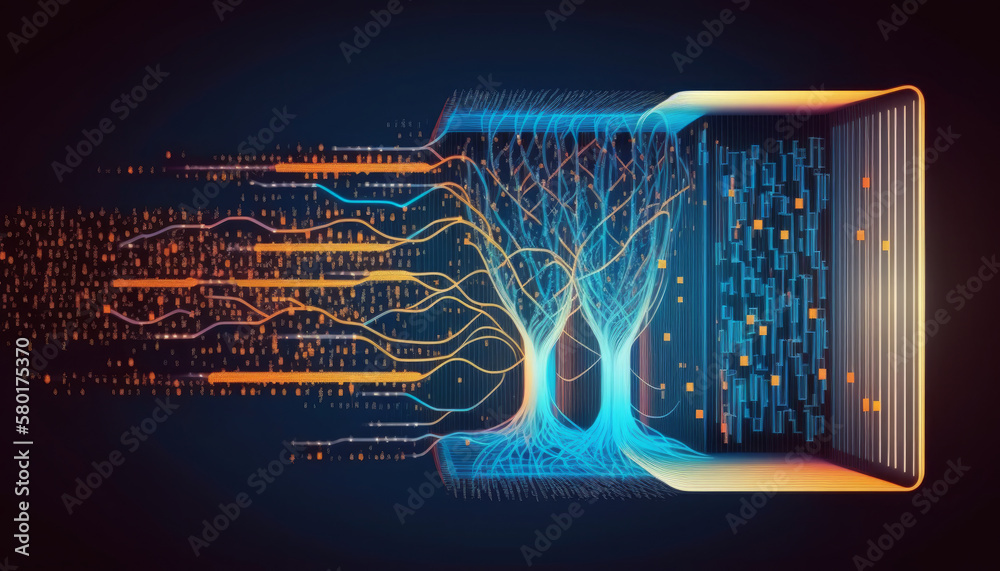 Poster data science and big data technology. data scientists are using virtual screens to query, analyze, a