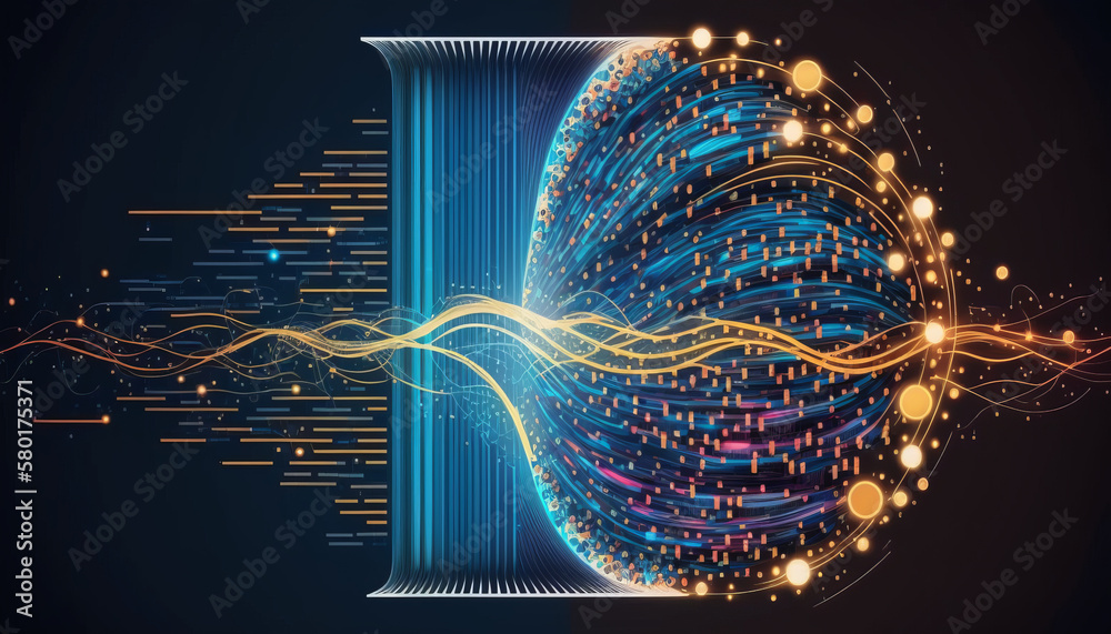 Poster data science and big data technology. data scientists are using virtual screens to query, analyze, a