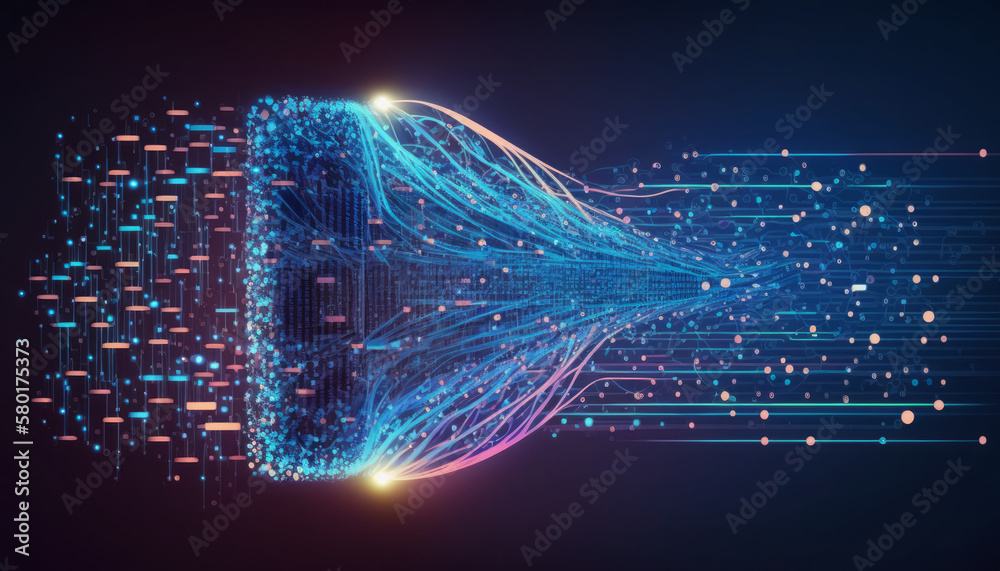 Poster data science and big data technology. data scientists are using virtual screens to query, analyze, a