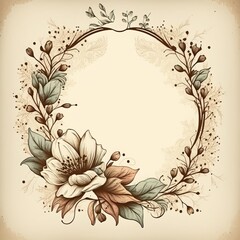 Rustic Floral Wreath with Copy Space