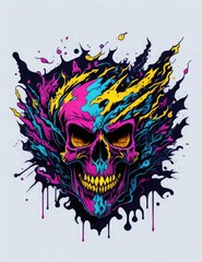 Skull in colorful splashes
