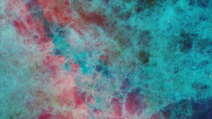 The galaxy nebula illuminating by gradation light blue and red and green in the deep black space as procedural 3d modeling.