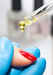 Drip oil on nails after manicure