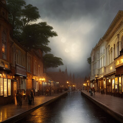 Fototapeta premium street in the night, created by AI