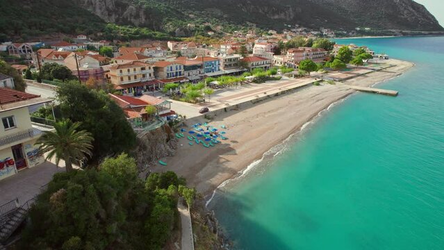 Aerial view of Poros town, Kefalonia island in Greece