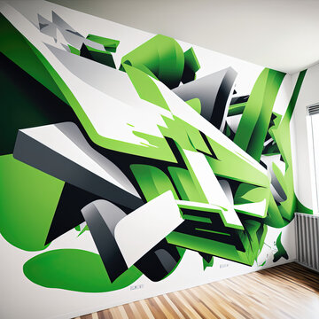 3d green image on the wall
