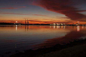Naklejka premium Sunset over Southampton Docks