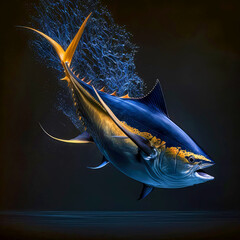  A beautiful photograph capturing the grace and power of a tuna fish in motion, Ai - obrazy, fototapety, plakaty