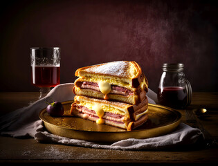 monte cristo sandwich food photography, ai