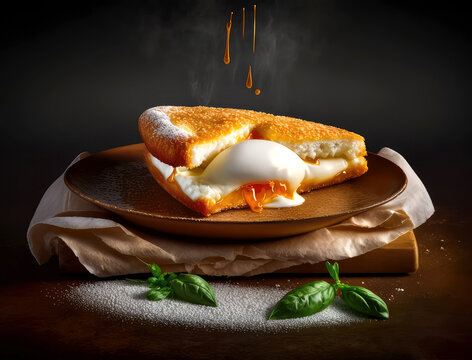 mozzarella in carrozza food photography, ai