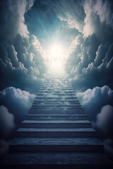 Stairway Leading Up To Heavenly Sky Toward The Light,ai