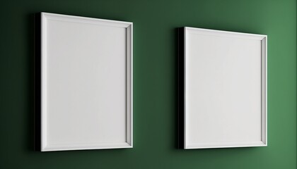 White frames for custom designs. square frames. Rectangular frames. Frames in minimalist spaces. Unpainted frames on brick walls and unpainted pictures on pastel walls. Generated by AI.