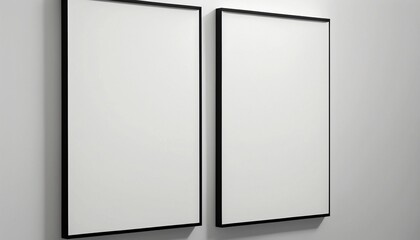 White frames for custom designs. square frames. Rectangular frames. Frames in minimalist spaces. Unpainted frames on brick walls and unpainted pictures on pastel walls. Generated by AI.