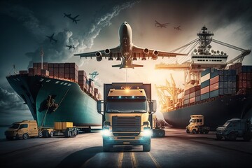 lLarge ships and cargo logistics and warehousing transport