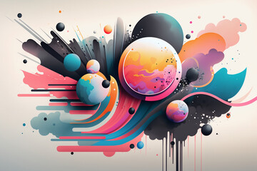 abstract colorfull background with splashes and round figures. 