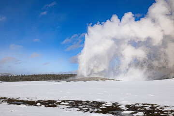 Geysers and Hot Springs Winter at Yellowstone National Par Wyoming and Montana