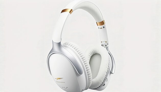 A pair of noise-canceling headphones, featuring a clean, modern design and soft padding. The white background emphasizes the headphones' comfort and adds a sense of sophistication generative ai