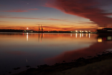 Sunset over Southampton Docks