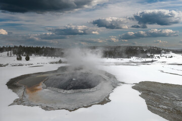 Geysers and hot springs near grand prismatic