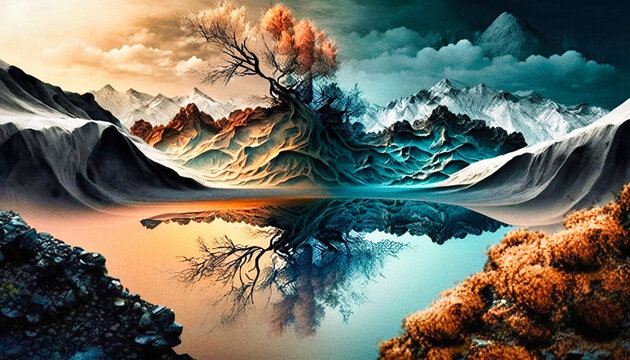 A surrealistic fractal landscape - generative ai